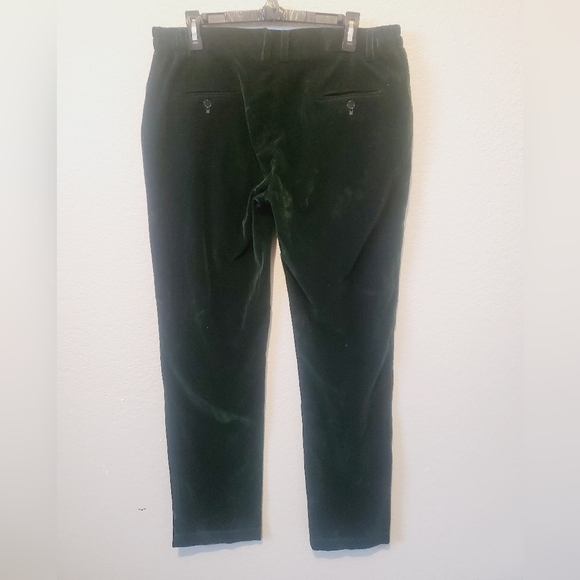💚5/$25 Vintage Velvet Dark Green Trousers Straight Leg Stretchy Pants Size 14 - Picture 5 of 5